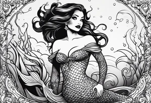 Creepy evil mermaid tattoo idea