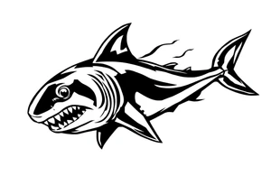 Masculine strong shark flowing tattoo idea