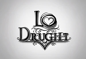small simple tattoo with the words "love drought" in a nice font with a melting heart design underneath it tattoo idea