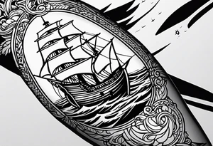 minimalist style pirate ship tattoo idea