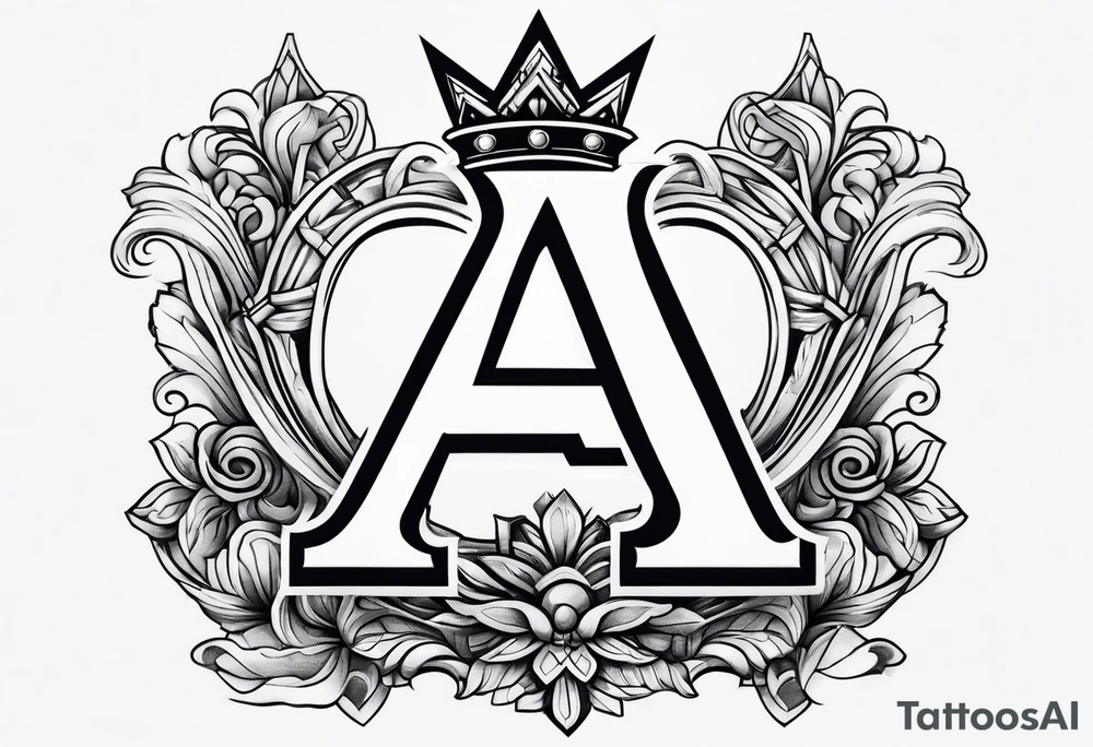 Letter a with a crown on top tattoo idea