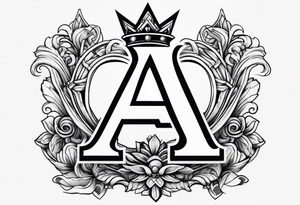 Letter a with a crown on top tattoo idea