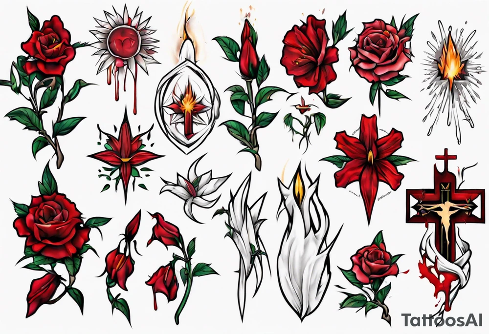 Jesus, bleeding flower tattoo idea