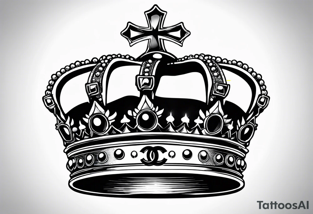 King crown with Chanel logo tattoo idea