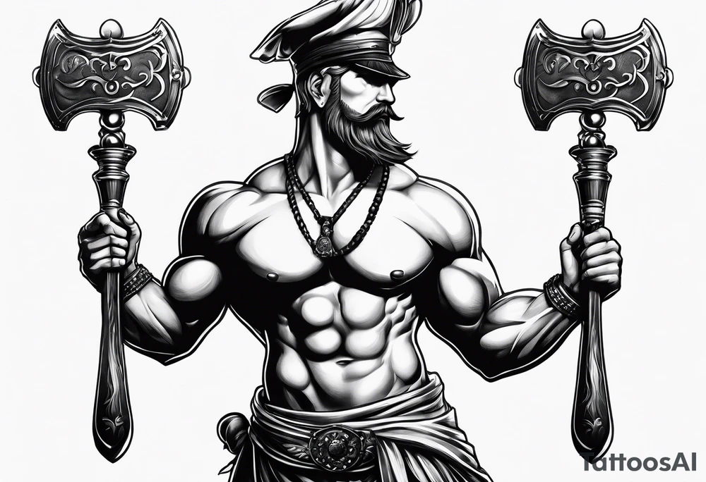 full body drawing of a giant holding a club tattoo idea