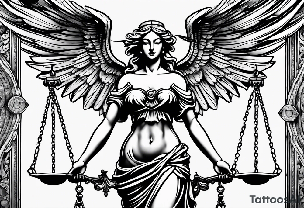 lady justice with wing tattoo idea