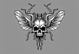 skull flies bug weird tattoo idea