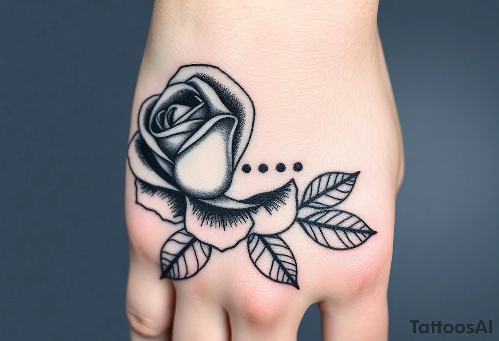 a good rose and a semicolon seperate from the name “monyanette” tattoo idea