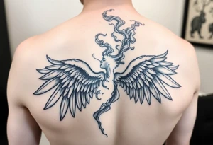 angel with smoke tattoo idea