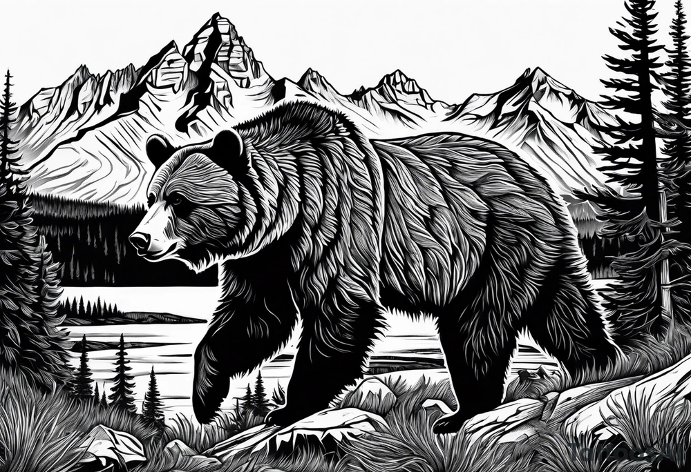 bear 
teton mountains tattoo idea