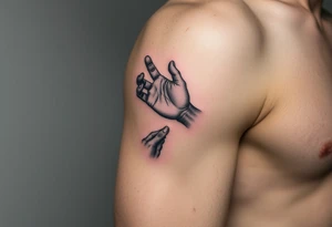 i want a boy reaching out to Jesus hand while falling into the void tattoo idea