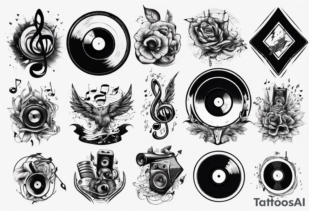 sound music vinyl tattoo idea