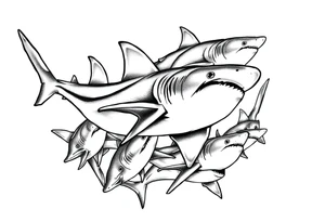 school of sharks from an above view tattoo idea