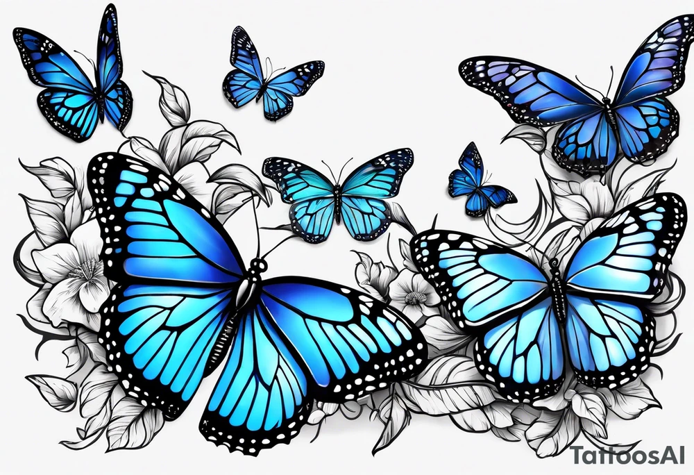 blue monarch butterflies on a vine tattoo idea