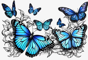 blue monarch butterflies on a vine tattoo idea
