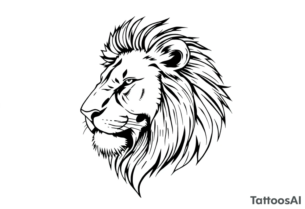 powerful majestic lion, close-up tattoo idea