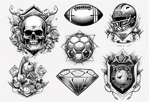 Sleeve tattoo dad drums diamonds pearls football tattoo idea