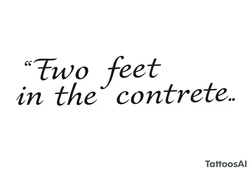 Quote “two feet in the concrete” with finger prints tattoo idea