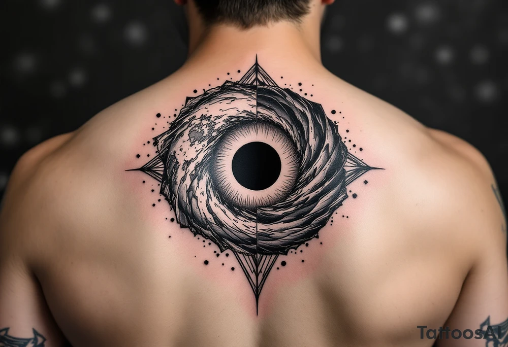 2 different worlds on both sides of a black hole tattoo idea
