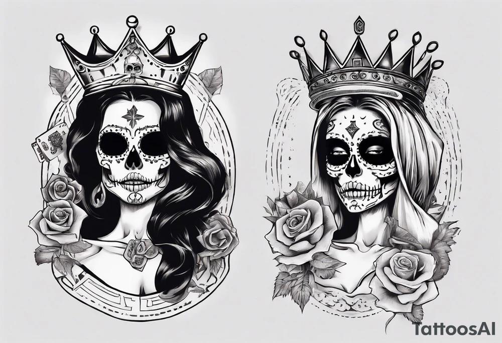 santa la muerta with money and crown
on the card tattoo idea