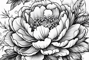 Japanese Floral peony water sleeve black and white tattoo idea