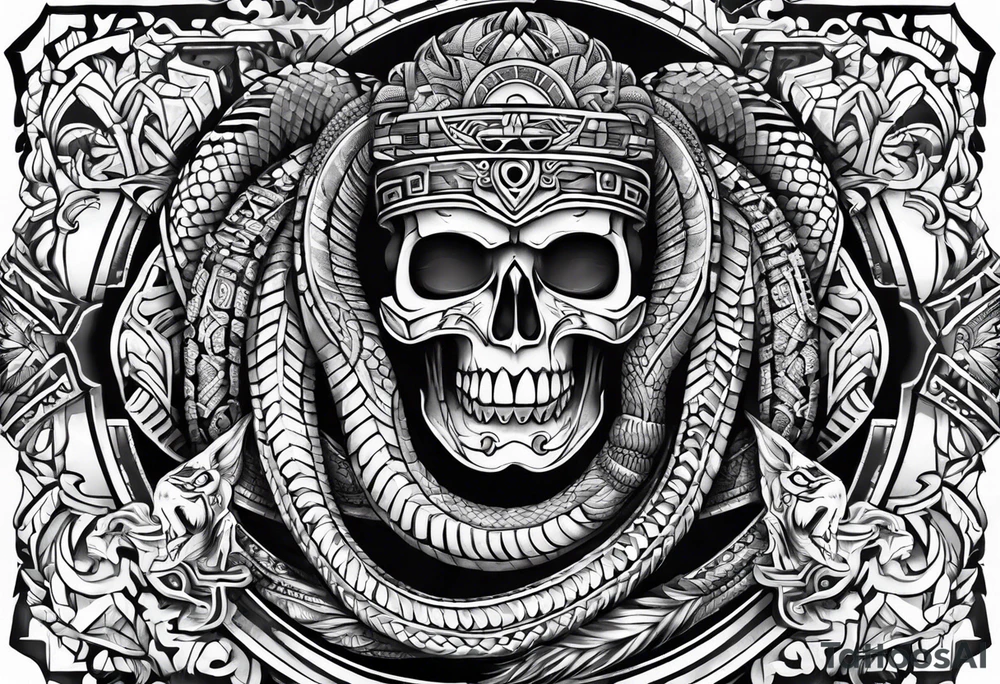 aztec snake sleeve tattoo idea