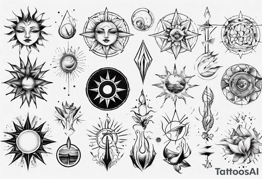 Wasser Nymphe Sonne tattoo idea