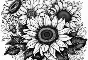 Cancer symbol with sunflowers behind it tattoo idea
