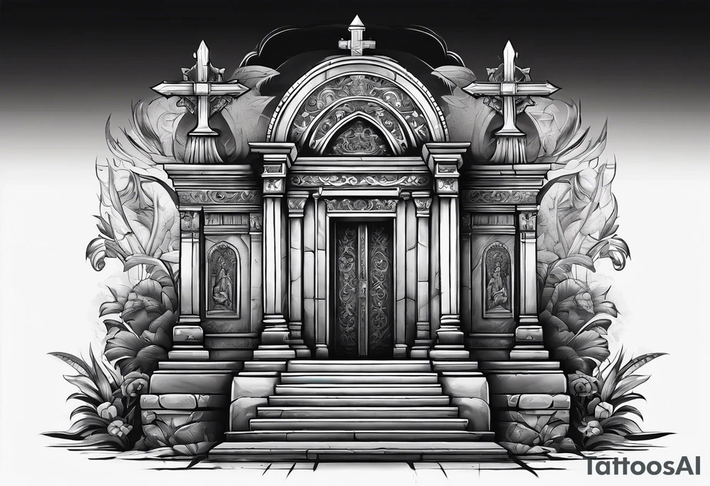 Tomb with cross tattoo idea