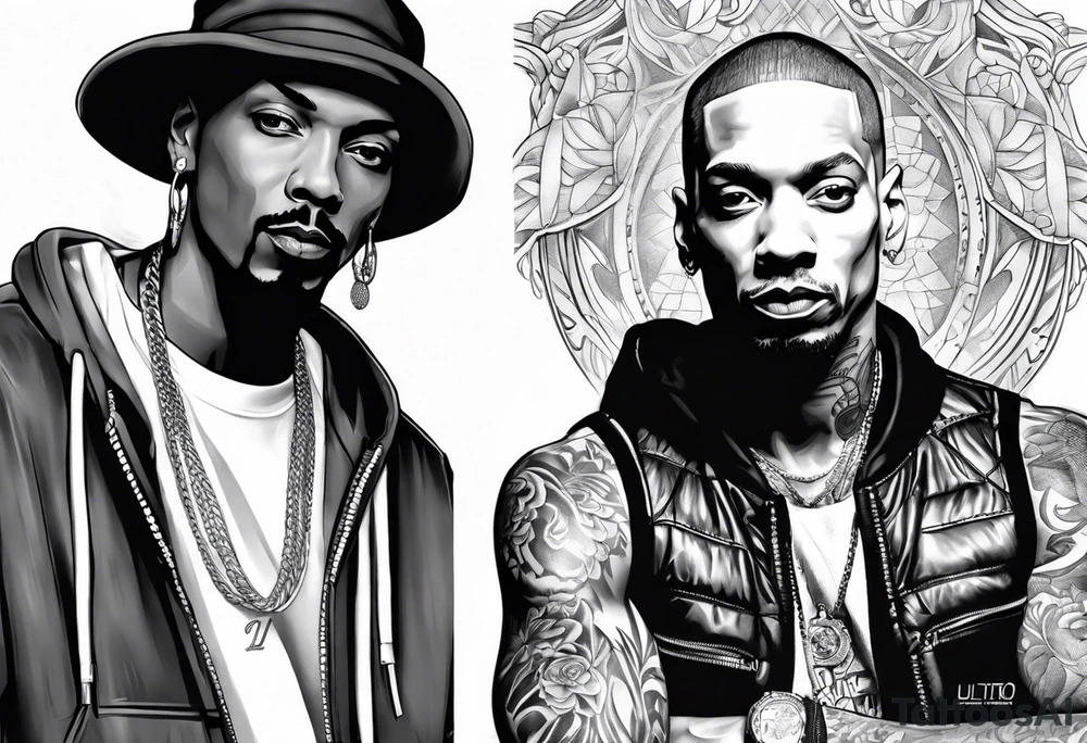 Eminem and snoop dog full leg sleeve tattoo idea