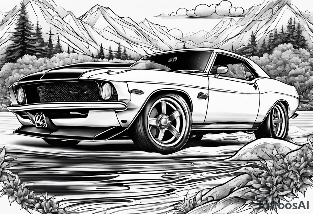Fishing, race cars tattoo idea