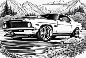 Fishing, race cars tattoo idea