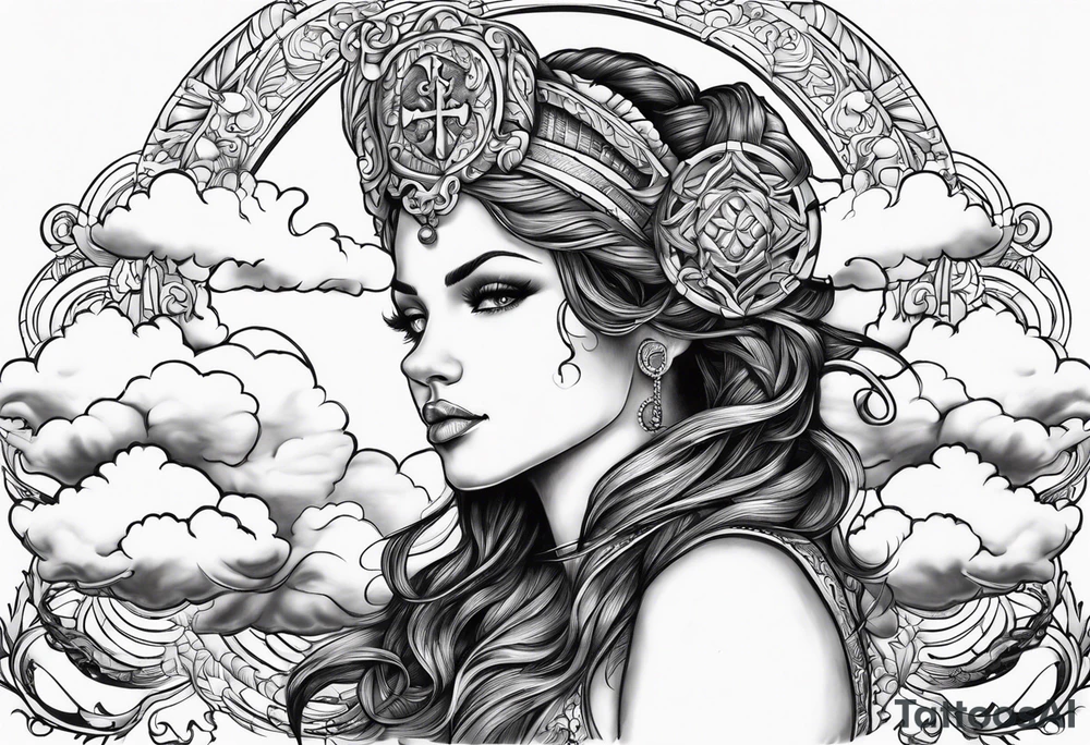 2006 ,clouds, cross Capricorn tattoo idea