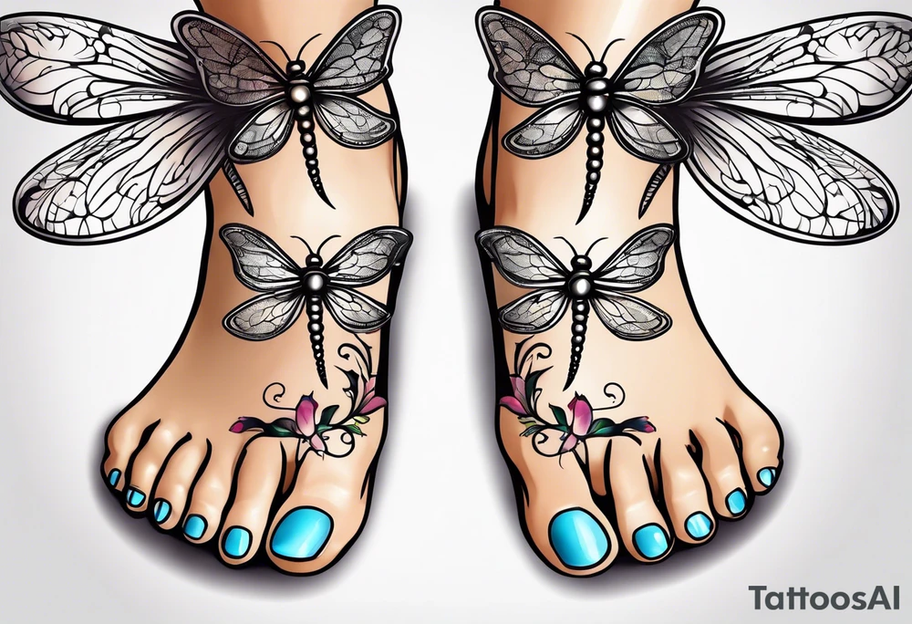 Baby feet with dragonfly tattoo idea