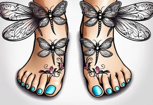 Baby feet with dragonfly tattoo idea