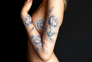 Roses with hour glass tattoo idea