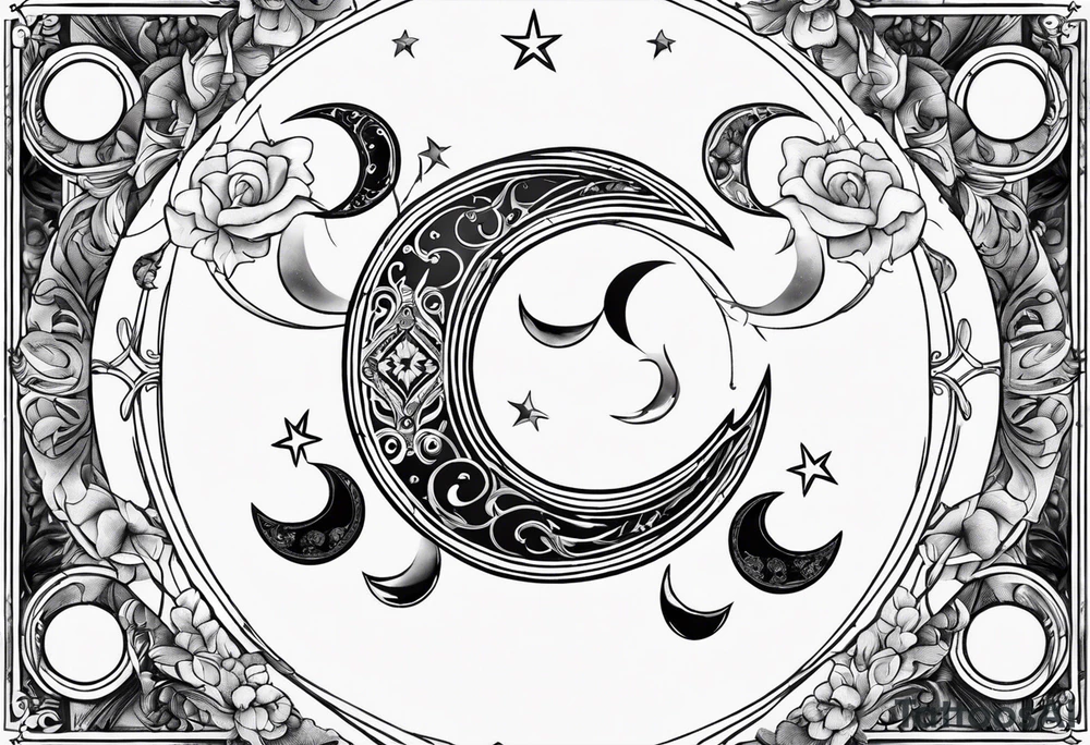 Pisces symbol inside of the moon tarot card tattoo idea