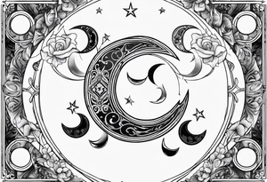 Pisces symbol inside of the moon tarot card tattoo idea