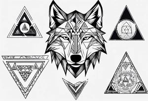 wolf head with triangle in the background tattoo idea