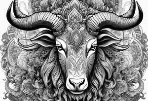 Devil with goat horns in a sea of souls tattoo idea