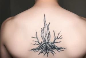 a flame imprisoned in roots tattoo idea
