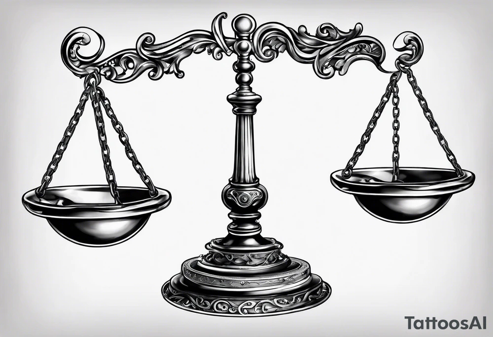 Libra scale with broken chains tattoo idea