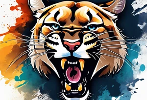 mountain lion growling or roaring tattoo idea