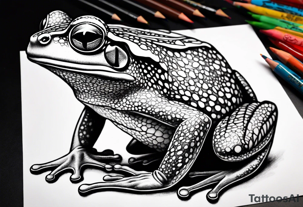 a psychedelic frog tattoo idea