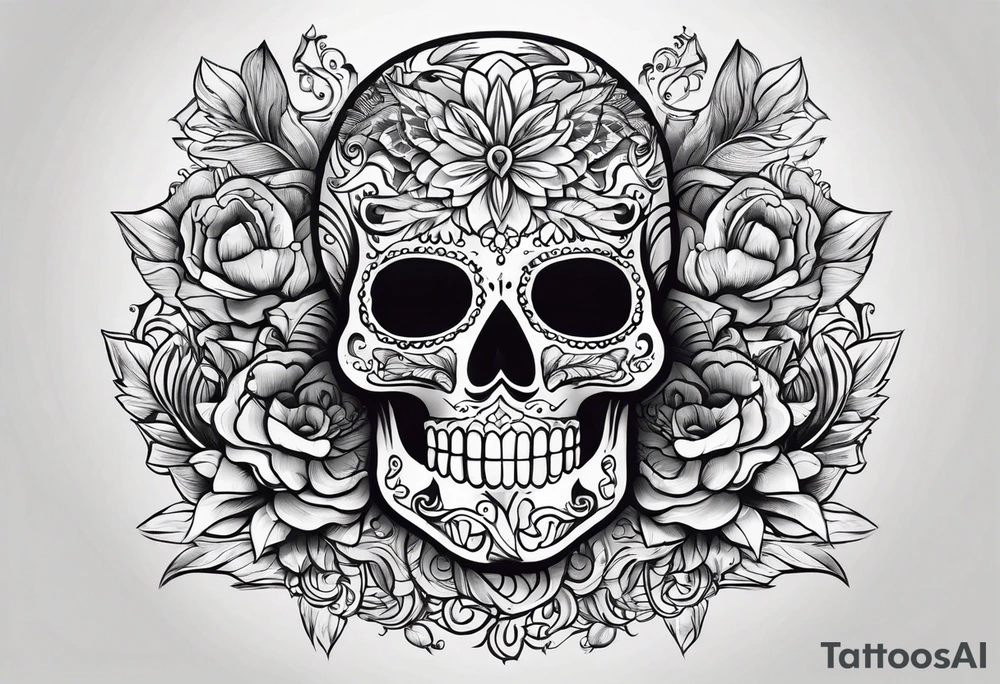 Ghost with Mexican pattern tattoo idea