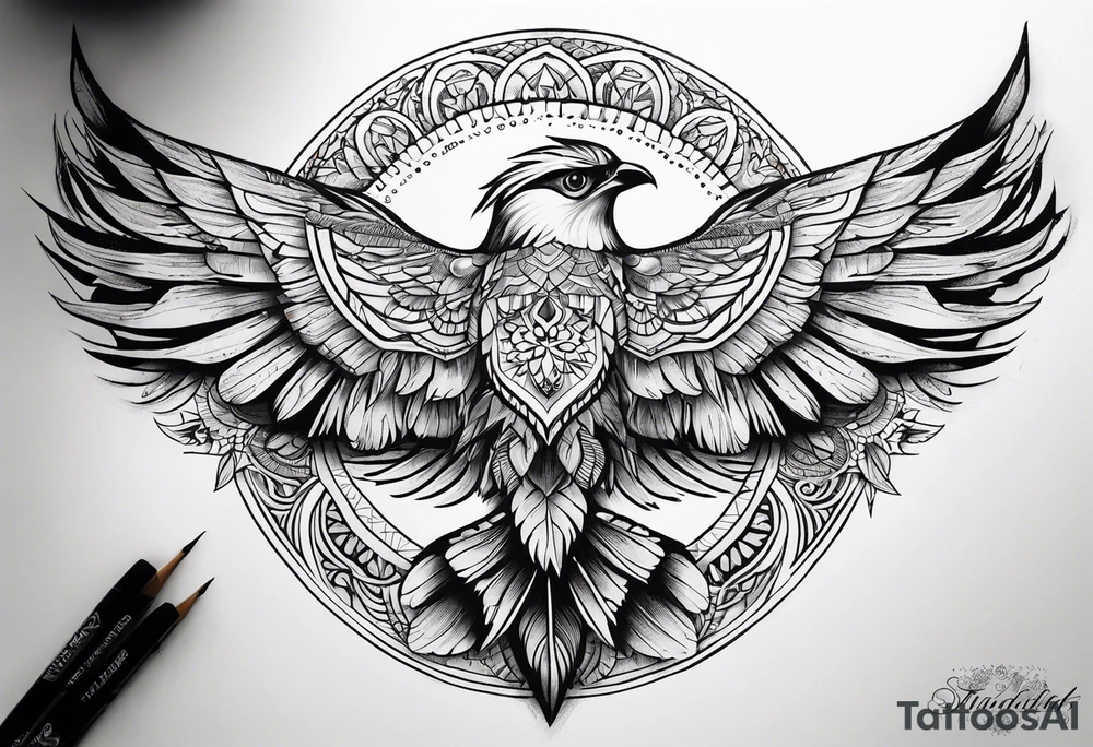 mandala, thunderbird,  heyoka tattoo idea