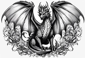 Family of five dragons, Mother with wings spread tattoo idea