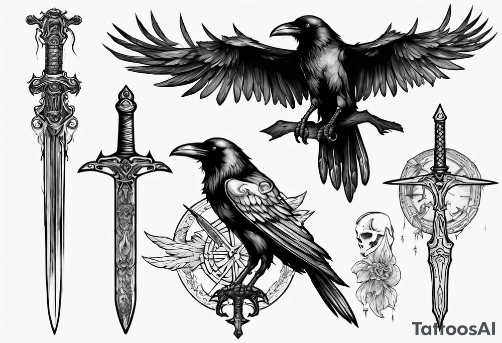 Raven with the sword tattoo idea