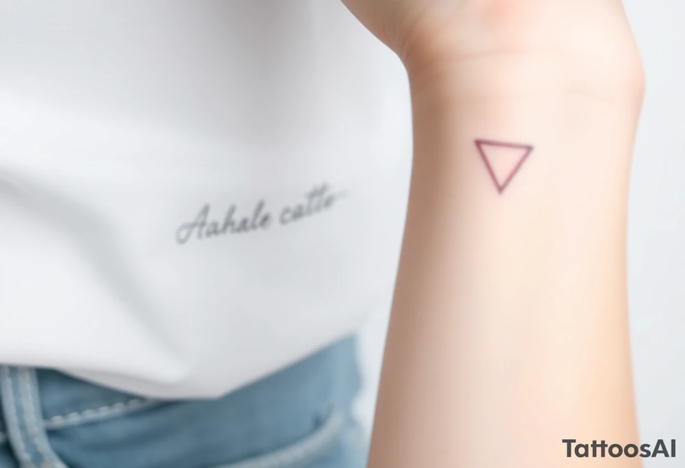 A watercoloured pink triangle, with small lining and upside down. Just the colour pink. No shapes tattoo idea