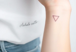 A watercoloured pink triangle, with small lining and upside down. Just the colour pink. No shapes tattoo idea